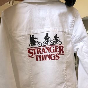 Girls size stranger Things white denim jean jacket brand new never worn